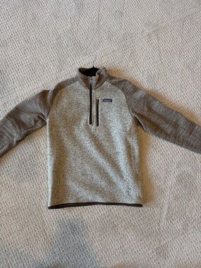 Patagonia Men's Heathered Tan and Brown Zip-Up Better Sweater with Dark Trim